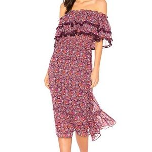 MISA LOS ANGELES Maribel Midi Dress Floral Ruffle